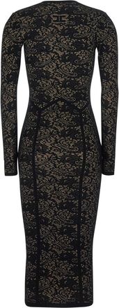 Elisabetta Franchi Womens Lace Long Sleeve Dress Black Tech Fabric