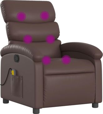 vidaXL Vidaxl - Sill&oacute;n De Masaje Reclinable Cuero Sint&eacute;tico Marr&oacute;n