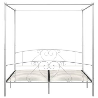 Berkfield Home Elegant Canopy Bed Frame White Metal 6FT Super King