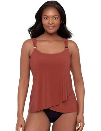 Miraclesuit Dazzle Underwired Draped Tankini Top In Terracotta