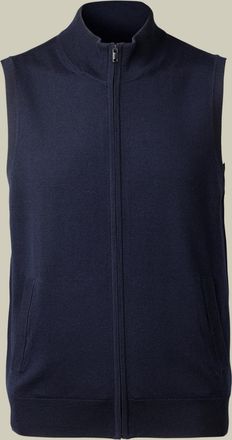 CHARLES TYRWHITT Pure Merino Zip Through Gilet - Navy Size Large by Charles Tyrwhitt