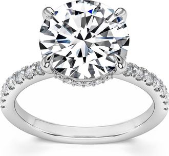 Pompeii3 3 1/2Ct Diamond Engagement Ring Side Halo14k White Yellow or Rose Gold Lab Gold