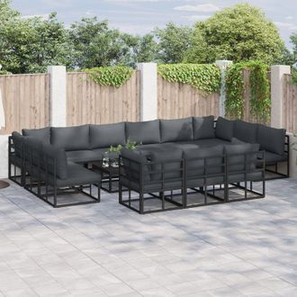 Berkfield Home Garden Sofa Set 14 pcs Black 70 x 70 x 32 cm Aluminium