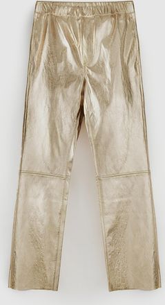 Jeanne Vouland Pantalon Levy Simili Cuir Dor&eacute;