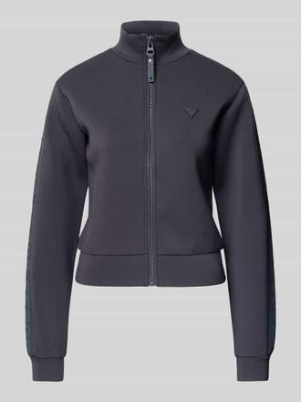 Guess Regular Fit Sweatjacke aus Viskose-Mix in Graphit, Gr&ouml;&szlig;e XL