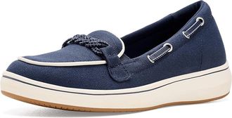 Clarks Breezesky Bay Womens Flat Shoes Navy Canvas : 7.5 B - Medium
