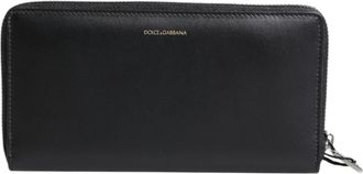 Dolce & Gabbana Black Blue Exotic Leather Embossed Continental Mens Wallet