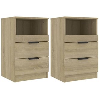 vidaXL Vidaxl - Mesita De Noche 2 Uds Madera Contrachapada Color Roble Sonoma