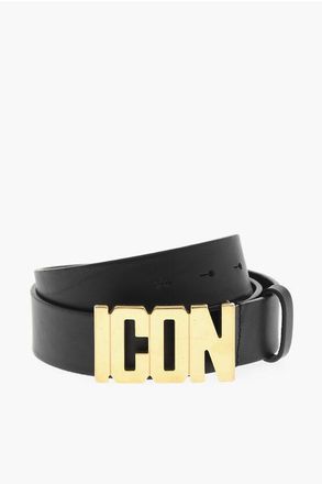Dsquared2 ICON Leather Belt With Gold Lettering Buckle 35mm size 85