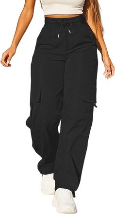 Generic Cargo Trousers for Women Cargo Pants for Women UK Y2k Baggy Elastic High Waist Wide Leg Workwear Trousers Casual Relaxed Hiking Walking Combat Streetw