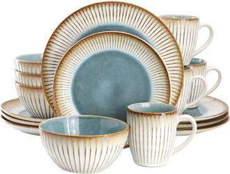 Elama Louann 16 Piece Stoneware Dinnerware Set in Beige at Nordstrom