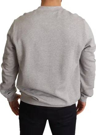 Dolce & Gabbana Mens Gray Crown King Print Cotton Sweater Clothing