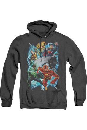 Gildan Justice League of America Electric Team Adult Heather Hoodie / Hooded Sweatshirt