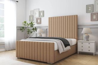 Comfort Beds Khloe Dumfries Bed Frame - 50 Upholstered Headboard in Light Brown | Size: Single