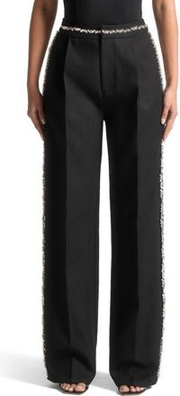 Mani&egrave;re De Voir Patricia Embellished Tailored Trousers in Black at Nordstrom, Size 12