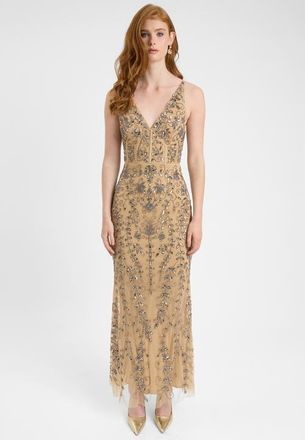 Beauut Embellished Sequin Beaded Corset Maxi Dress With Deep V-Cut in Richmond at Nordstrom, Size 2