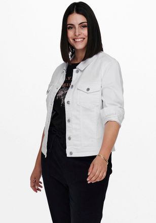 Only Carmakoma Jeansjacke ONLY CARMAKOMA CARWESPA LS JACKET, Damen, Gr. 42, weiss (wei&szlig;), Denim/Jeans, Obermaterial: 79% Baumwolle, 20% Polyester, 1% Elasthan, used,