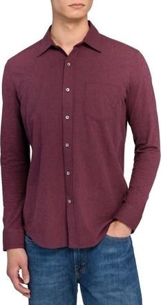 W.R.K Reworked Slim Fit Heathered Burgundy Cotton Button-Up Shirt at Nordstrom, Size Xx-Large