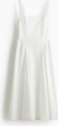 H&M Popelinekleid mit Bindegürtel - White