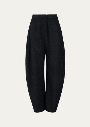 Alaia Round Wool Barrel-Leg Pants