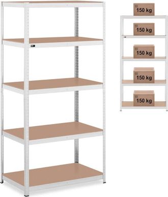 MSW Bike Accessories Estanter&iacute;a Met&aacute;lica De Almacenamiento 5 Estantes 750 Kg 100 X 60 X 197 Cm Gris