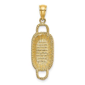 Diamond2Deal 14k Yellow Gold 3-D 2 Handles Rectangular Basket Charm