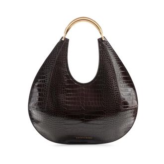 Elisabetta Franchi Shoulder Bags, female, Brown, ONE SIZE, Large Hobo Bag with Jewel Handle