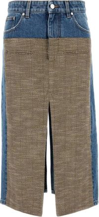 Stella McCartney Denim Maxi Rok met Split Achter - Dames - Spijkerrokken - Blauw - M - Denim - Rokken