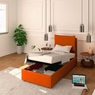 Baldiflex Baldiflex - Letto Contenitore Singolo 80x190 Licia in Tessuto con Rete a Doghe colore Grigio chiaro Silver