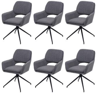Hhg Nunca Usado] Juego De 6 Sillas De Comedor Hhg 638, Silla De Cocina, Giratoria Con Retorno Autom&aacute;tico, Tejido Boucl&eacute; (540 G/m&sup2;) Oeko-tex, Gris