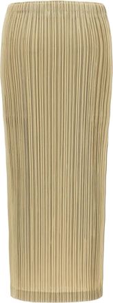 Pleats Please Issey Miyake Vertical Pleated Skirt - Beige