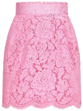 Dolce & Gabbana Minigonna in pizzo a fiori - Rosa