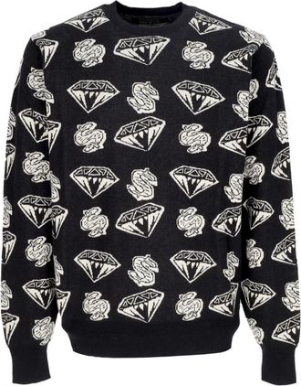 Billionaire Boys Club Diamonds & Dollars Gebreide Trui - Heren - Ronde hals truien - Zwart - M - Katoen - Truien & Vesten