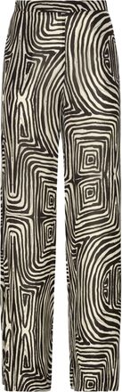 Elena Miro Wide-leg Black/Beige Abstract Swirl Pants
