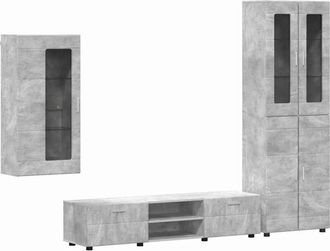 vidaXL TV Cabinet Set with Drawer FLORIN Concrete Grey Engineered Wood vidaXL