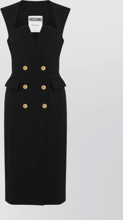 Moschino knee length dress gold-tone buttons