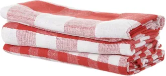 KASANOVA Set 3 strofinacci a quadretti rossi 50x70 cm in cotone