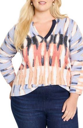 Nic+Zoe Cotton Blend Slub Sweater in Blue Multi at Nordstrom Rack, Size 2X