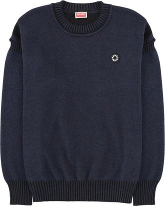 Kenzo Trui met ronde hals en geborduurd logo - Heren - Ronde hals truien - Zwart - L - Katoen - Truien & Vesten