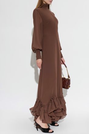 Rotate Ruffled Dress, Womens, Brown