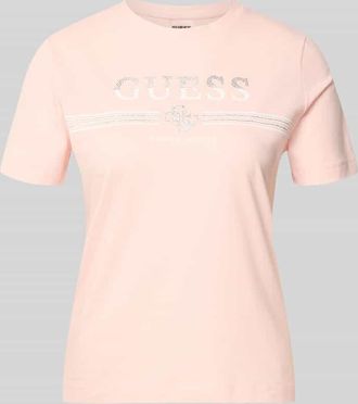 Guess T-Shirt mit Strasssteinbesatz Modell SIENA in Hellrosa, Gr&ouml;&szlig;e XL