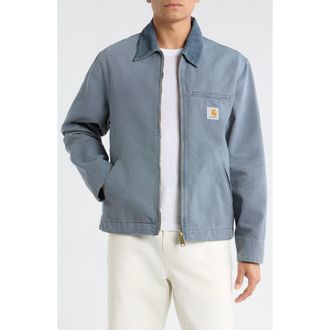 Carhartt Work in Progress Detroit Organic Cotton Canvas Jacket in Cozy Blue /Cozy at Nordstrom, Size X-Large