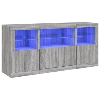 Berkfield Home Sideboard with LED Lights Grey Sonoma 142.5x37x67 cm