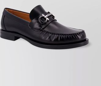 Ferragamo leather loafer metal buckle detail