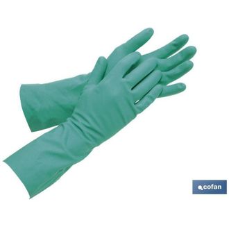 cofan Guantes De Nitrilo Verde Flocado De Algod&oacute;n Interior El&aacute;sticos Y Resistentes Cofan M (12 Pares)