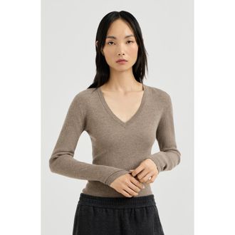 Brunello Cucinelli Sparkling cashmere ribbed sweater in Rope at Nordstrom, Size Xxx-Large