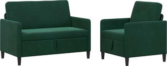 vidaXL Juego De Sof&aacute;s Con Almacenamiento 2 Uds. Verde Oscuro Poli&eacute;ster Vidaxl