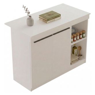 Dmora Isla De Cocina Corsico, Mueble Alacena 2 Estantes, 2 Puertas, 4 Compartimentos, 120x60x88h Cm Blanco