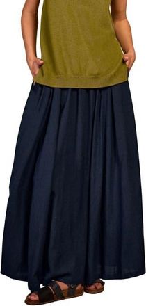 Celtic & Co. Mid Rise Linen-Blend Maxi Skirt in Dark Navy at Nordstrom, Size 10