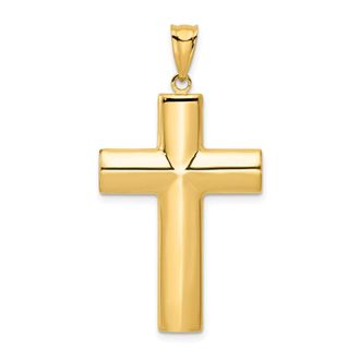 Diamond2Deal 14k Yellow Gold Hollow Cross Pendant
